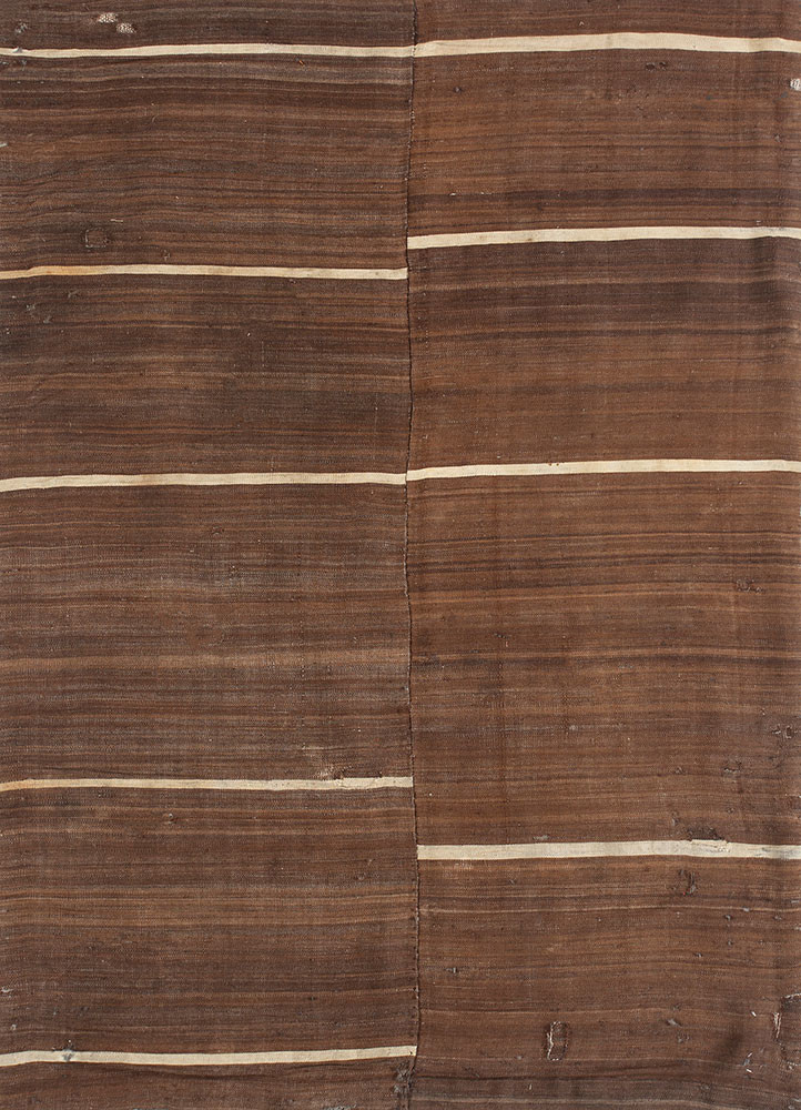 nayaab beige and brown wool flat weaves Rug - HeadShot