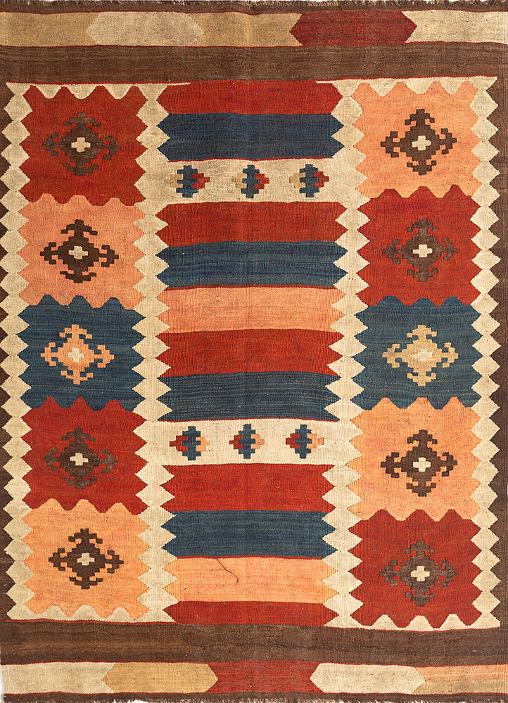 nayaab red and orange wool flat weaves Rug - HeadShot nayaab red and orange wool flat weaves Rug - HeadShot