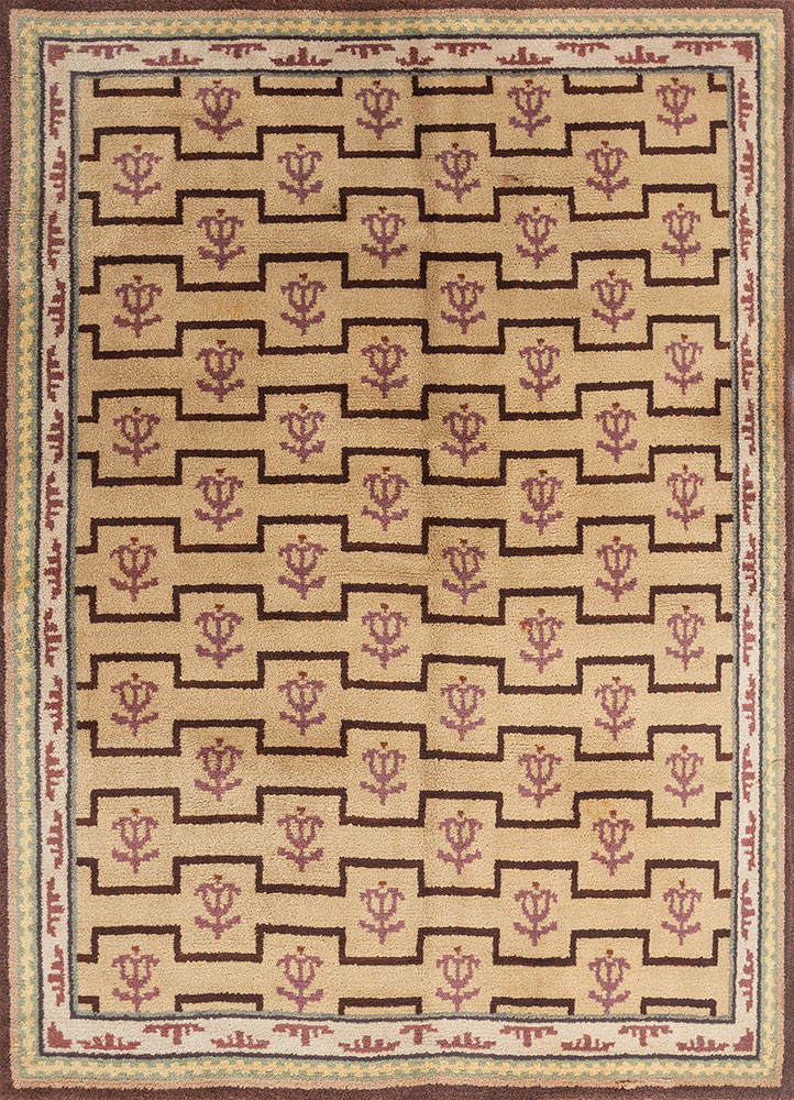 nayaab beige and brown wool flat weaves Rug - HeadShot