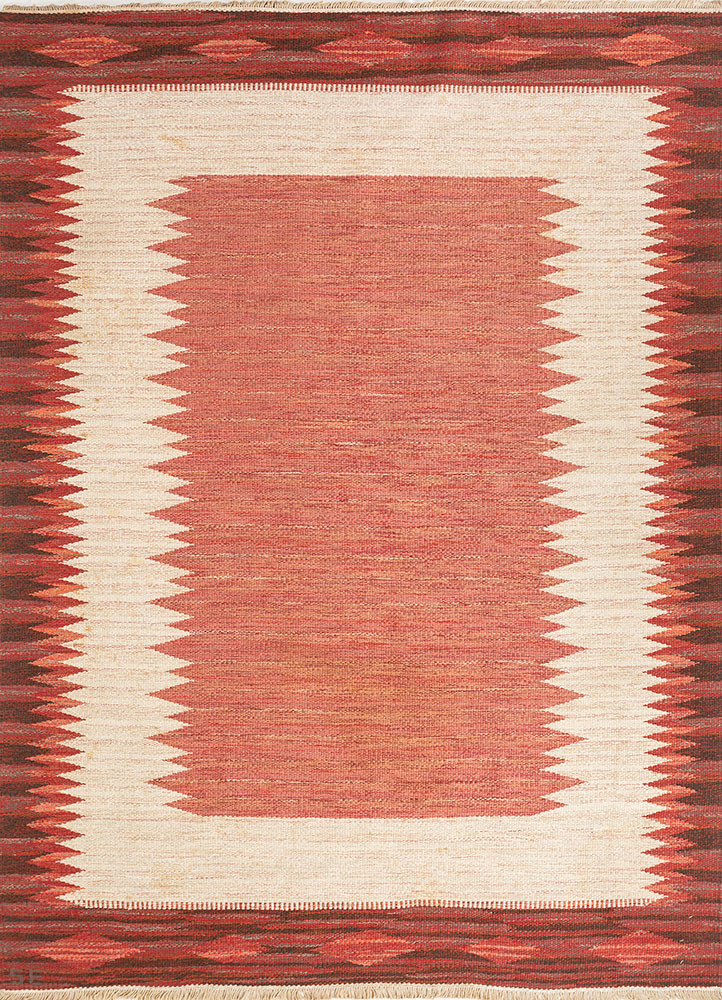nayaab red and orange wool flat weaves Rug - HeadShot