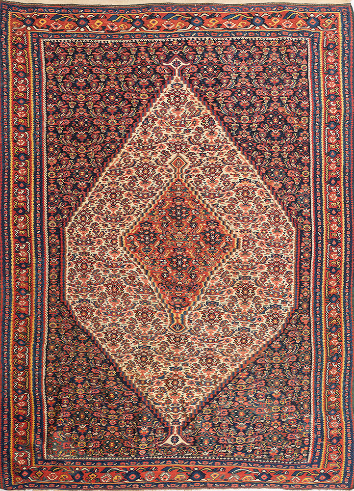 aalam blue wool flat weaves Rug - HeadShot