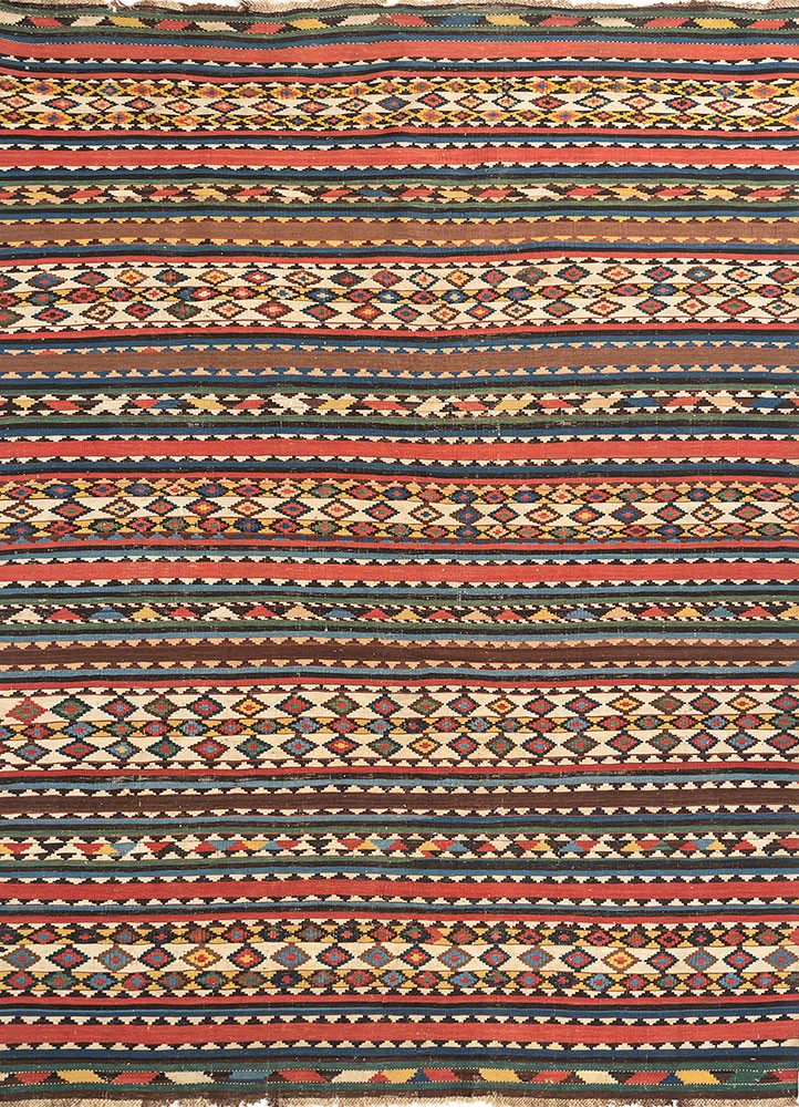 nayaab blue wool flat weaves Rug - HeadShot