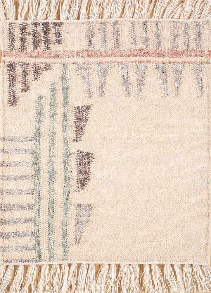bedouin beige and brown wool flat weaves Rug - HeadShot