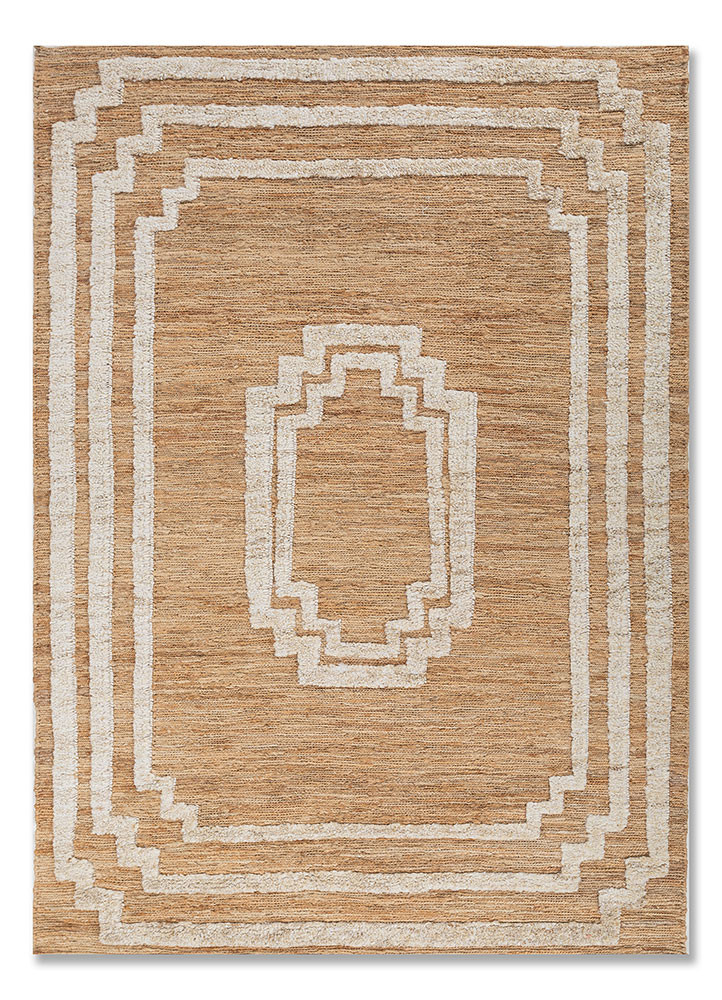 nomadic threads beige and brown jute and hemp hand knotted Rug - HeadShot
