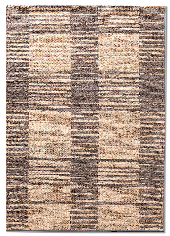  beige and brown jute and hemp hand knotted Rug