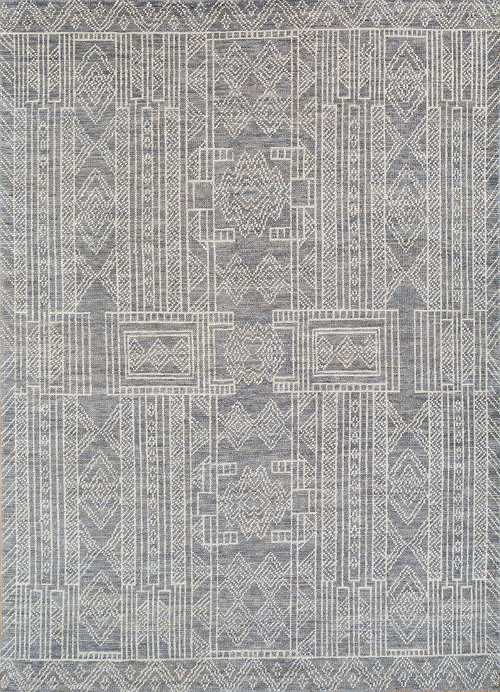 blue blue jute and hemp hand knotted Rug