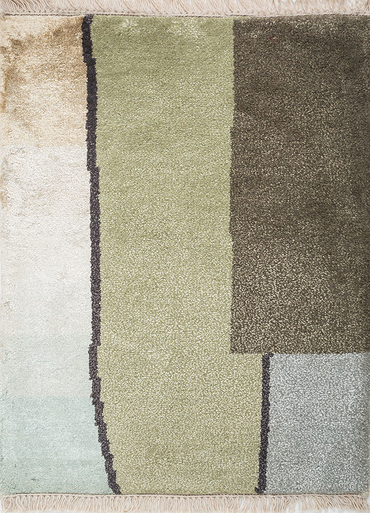 aprezo green wool and bamboo silk hand knotted Rug - HeadShot aprezo green wool and bamboo silk hand knotted Rug - HeadShot