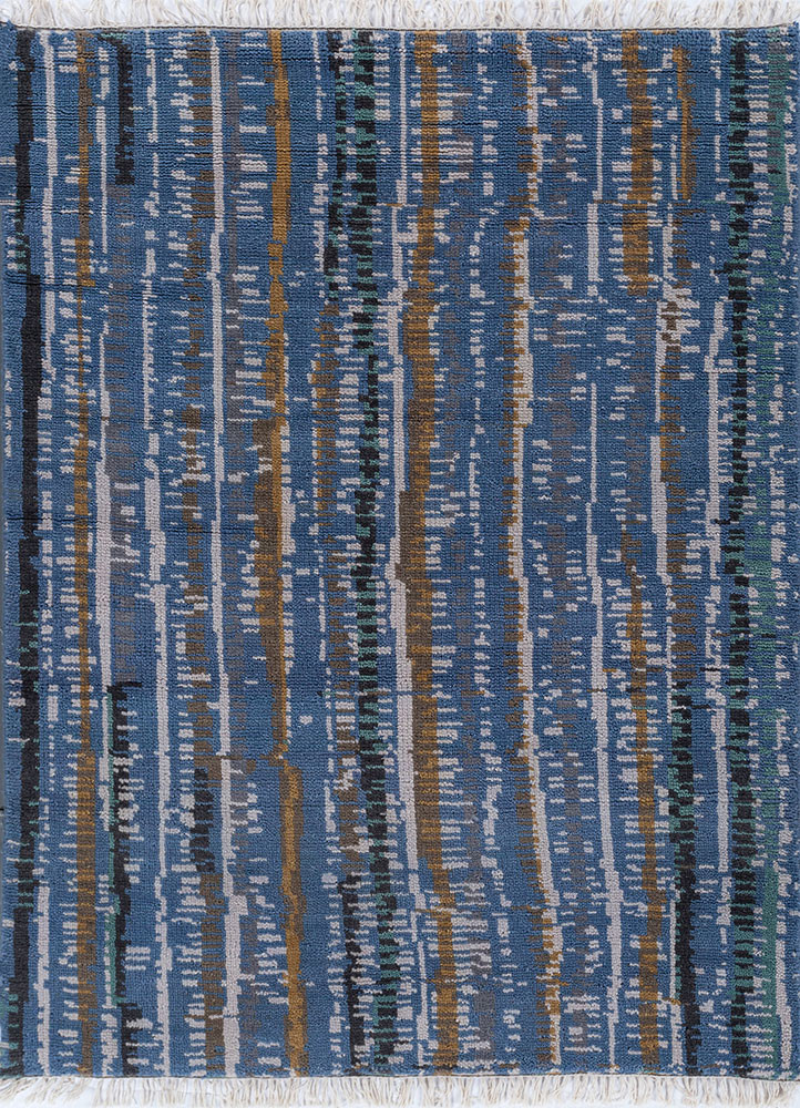 blythe blue jute and hemp hand knotted Rug - HeadShot