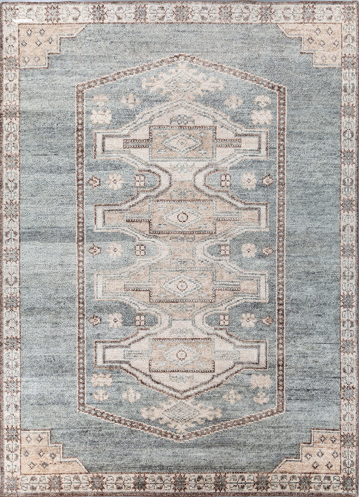 thyme beige and brown wool hand knotted Rug - HeadShot