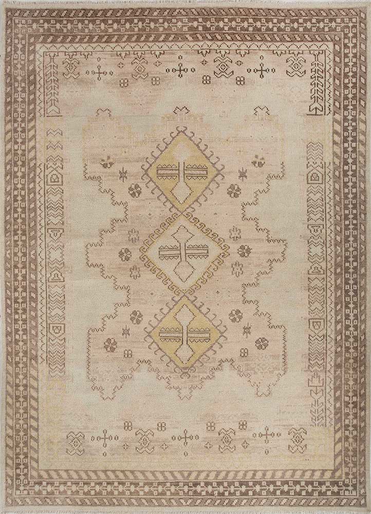 thyme ivory wool hand knotted Rug - HeadShot