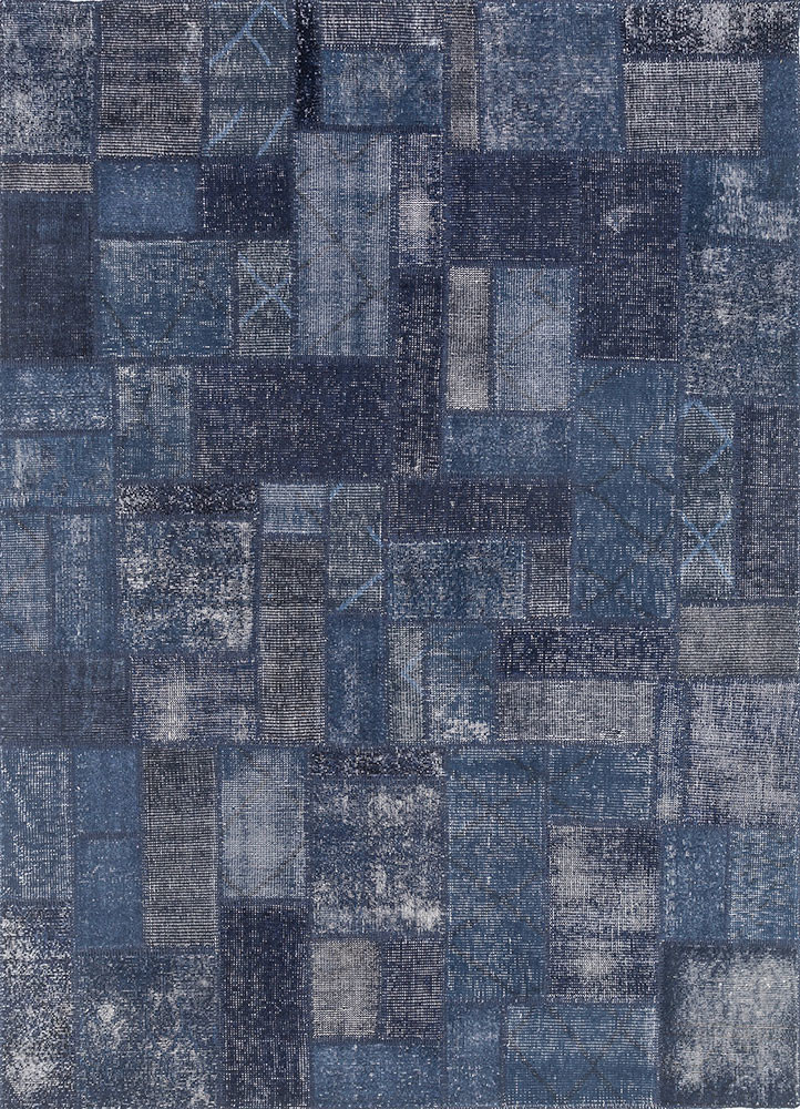 provenance blue wool hand knotted Rug - HeadShot provenance blue wool hand knotted Rug - HeadShot