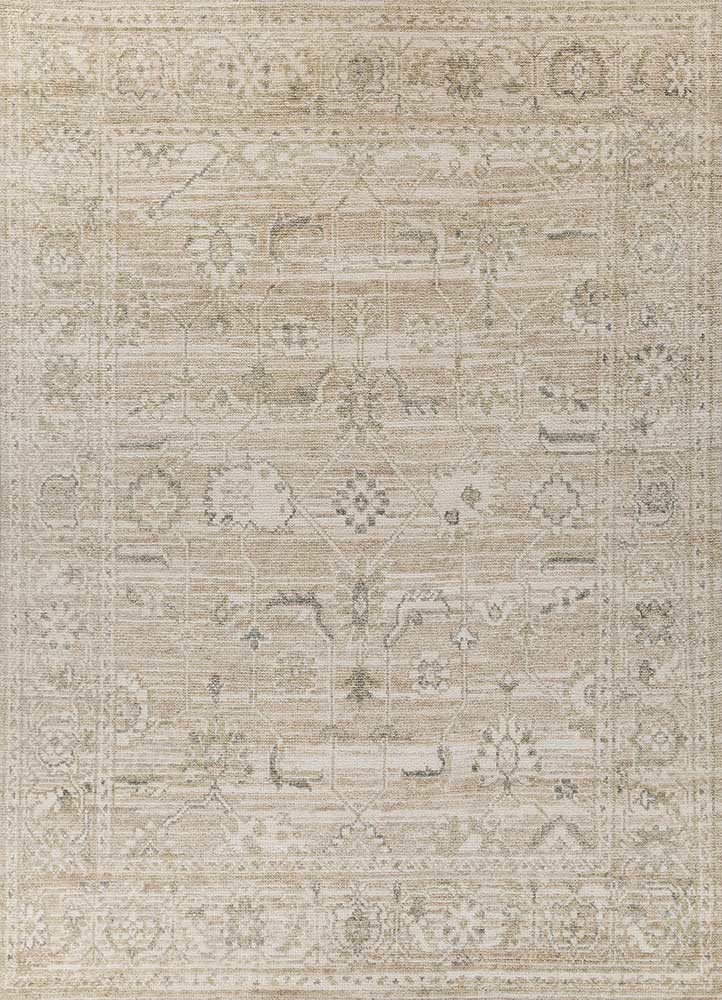 viscaya beige and brown wool hand knotted Rug - HeadShot