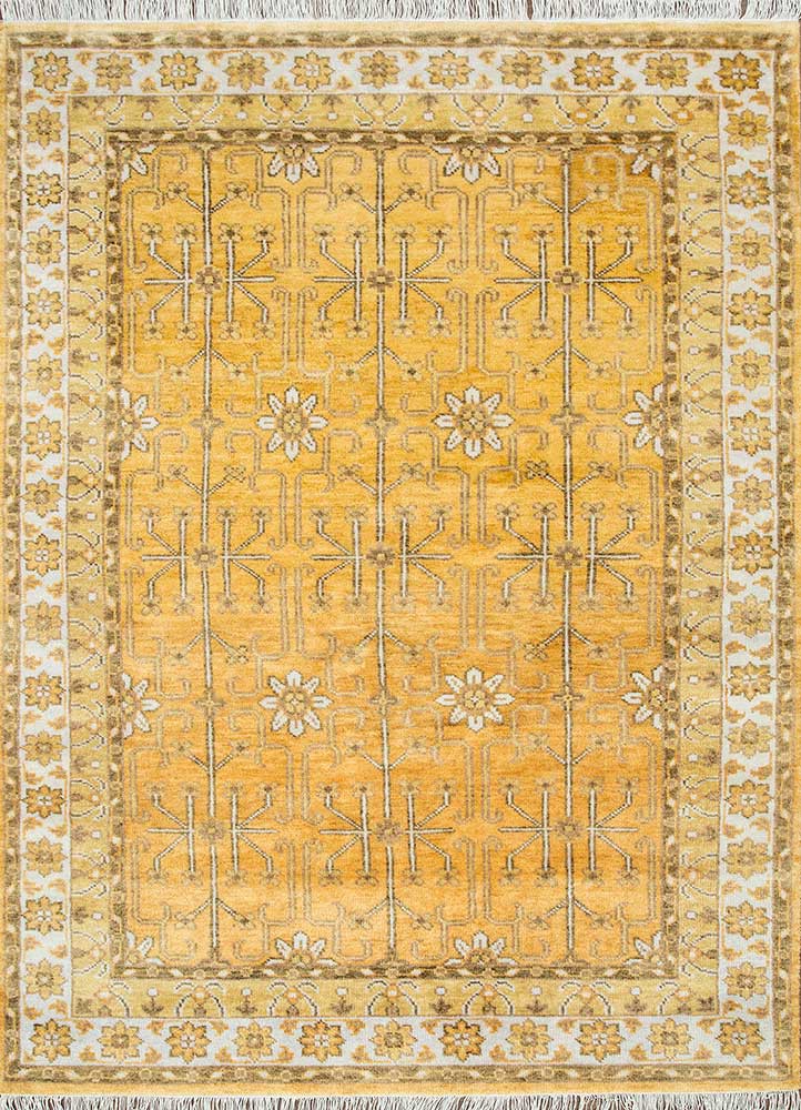 cyanna gold wool hand knotted Rug - HeadShot