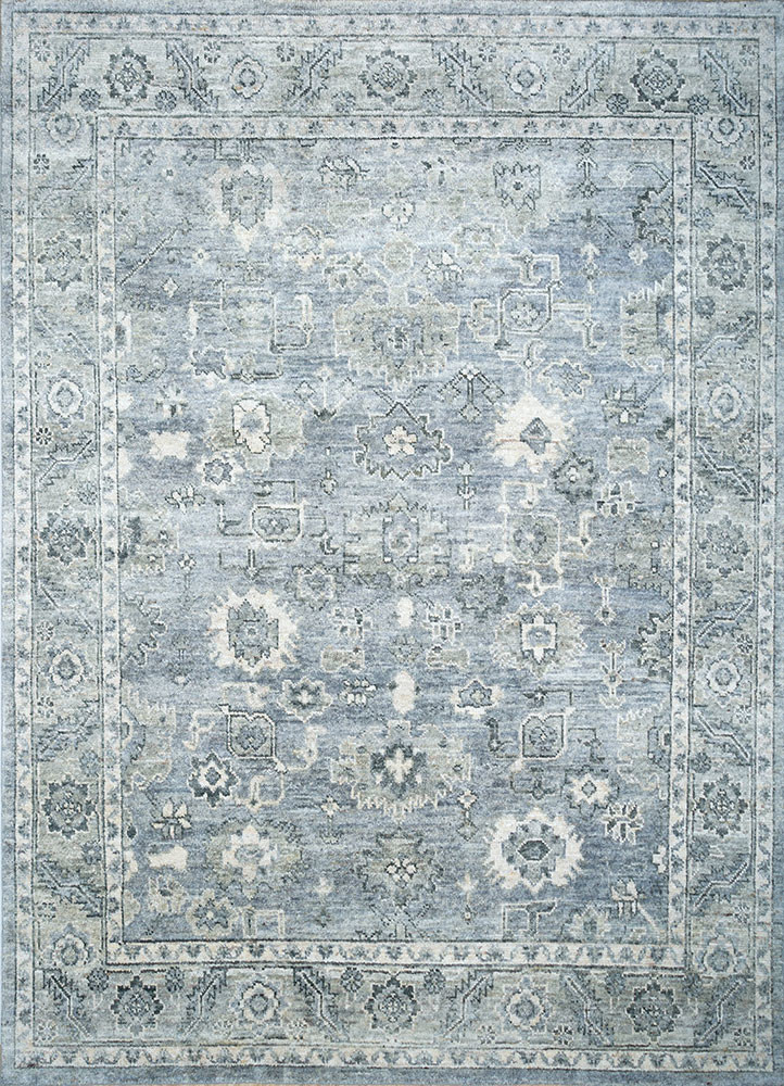 erbe blue wool hand knotted Rug - HeadShot