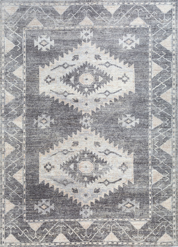 savana grey and black wool hand knotted Rug - HeadShot savana grey and black wool hand knotted Rug - HeadShot