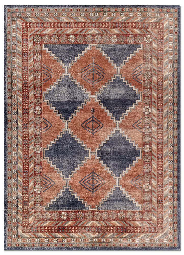 blue blue wool hand knotted Rug