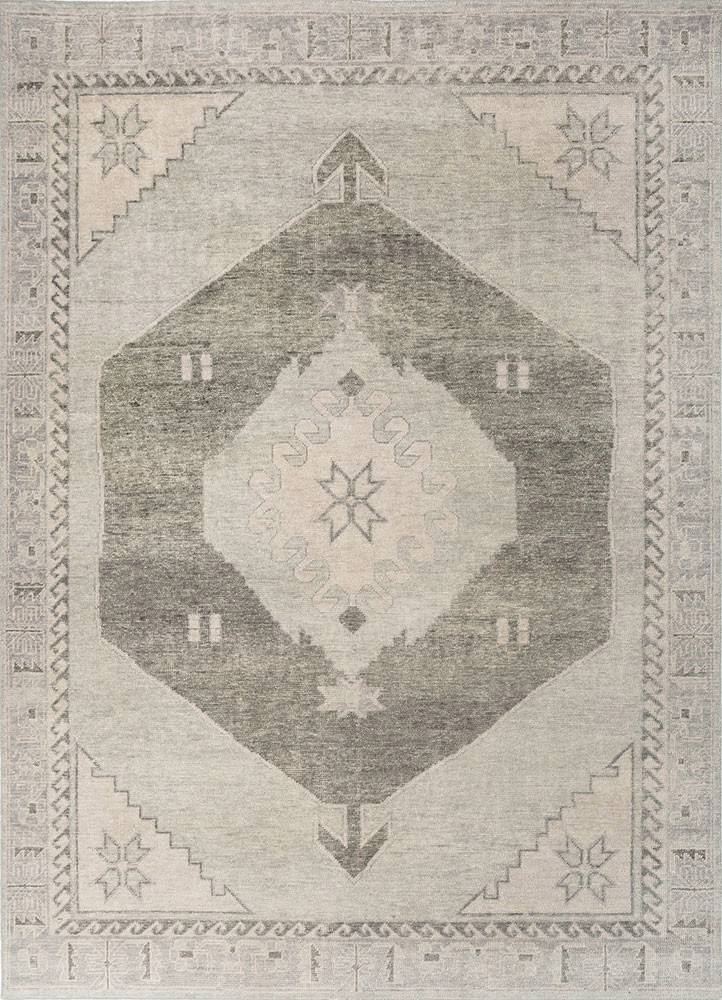 blue blue wool hand knotted Rug