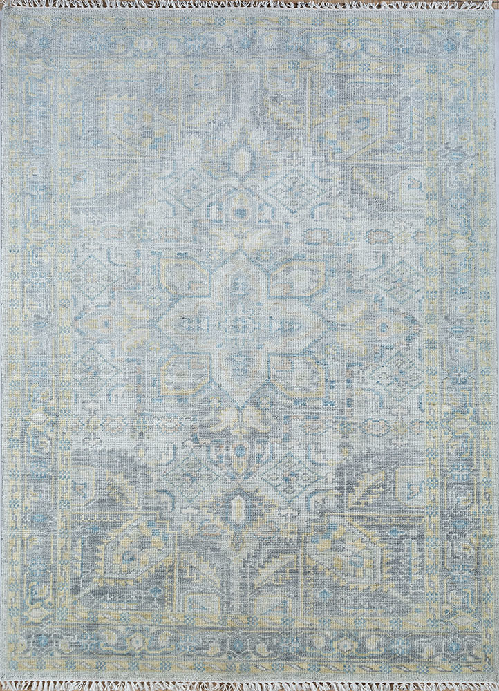 erbe blue wool hand knotted Rug - HeadShot erbe blue wool hand knotted Rug - HeadShot