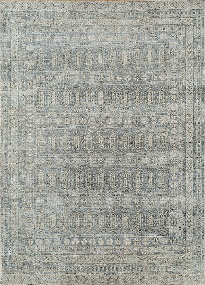 erbe blue wool hand knotted Rug - HeadShot