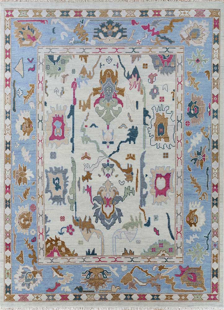 cyanna gold wool hand knotted Rug - HeadShot