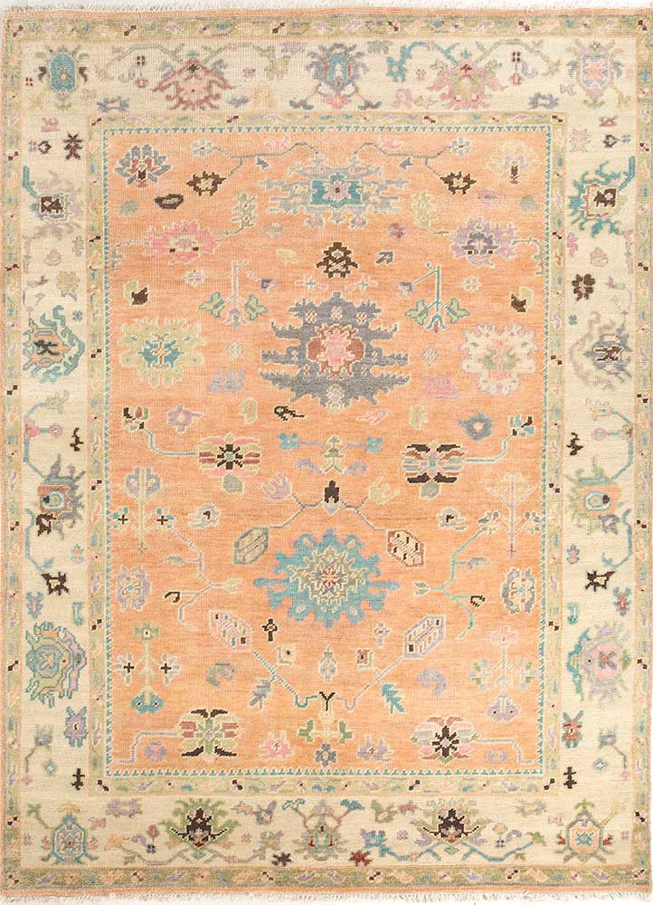 cyanna red and orange wool hand knotted Rug - HeadShot