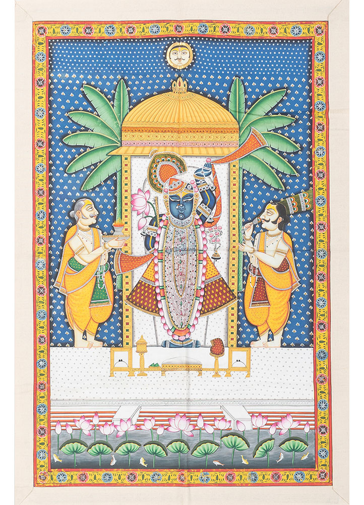 pichwai red and orange cotton cloth art work WALL ART & TAPESTRY - HeadShot pichwai red and orange cotton cloth art work WALL ART & TAPESTRY - HeadShot