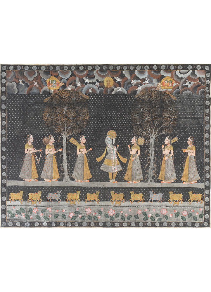 pichwai art grey and black cotton cloth art work WALL ART & TAPESTRY - HeadShot pichwai art grey and black cotton cloth art work WALL ART & TAPESTRY - HeadShot