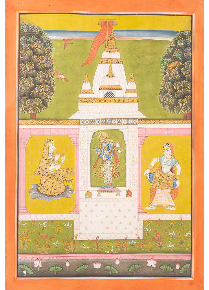 pichwai art red and orange cotton cloth art work WALL ART & TAPESTRY - HeadShot