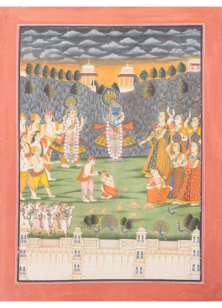 pichwai art green cotton cloth art work WALL ART & TAPESTRY - HeadShot