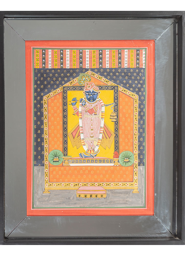 pichwai art red and orange cotton cloth art work WALL ART & TAPESTRY - HeadShot