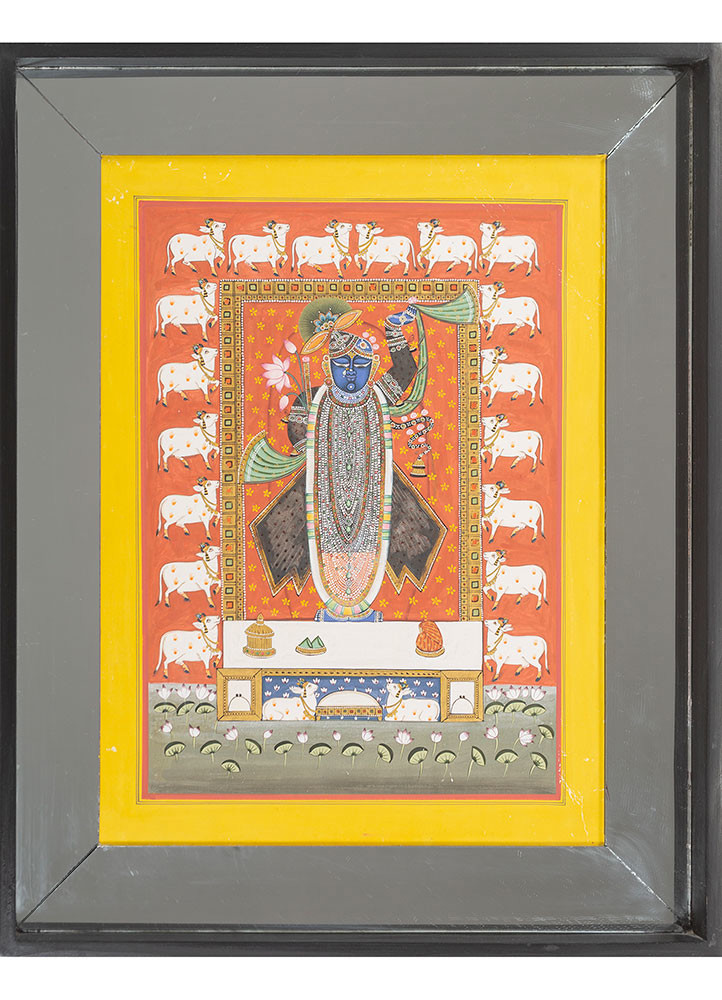 pichwai art red and orange cotton cloth art work WALL ART & TAPESTRY - HeadShot