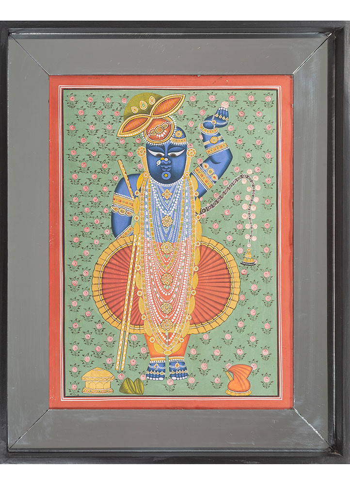 pichwai art green cotton cloth art work WALL ART & TAPESTRY - HeadShot