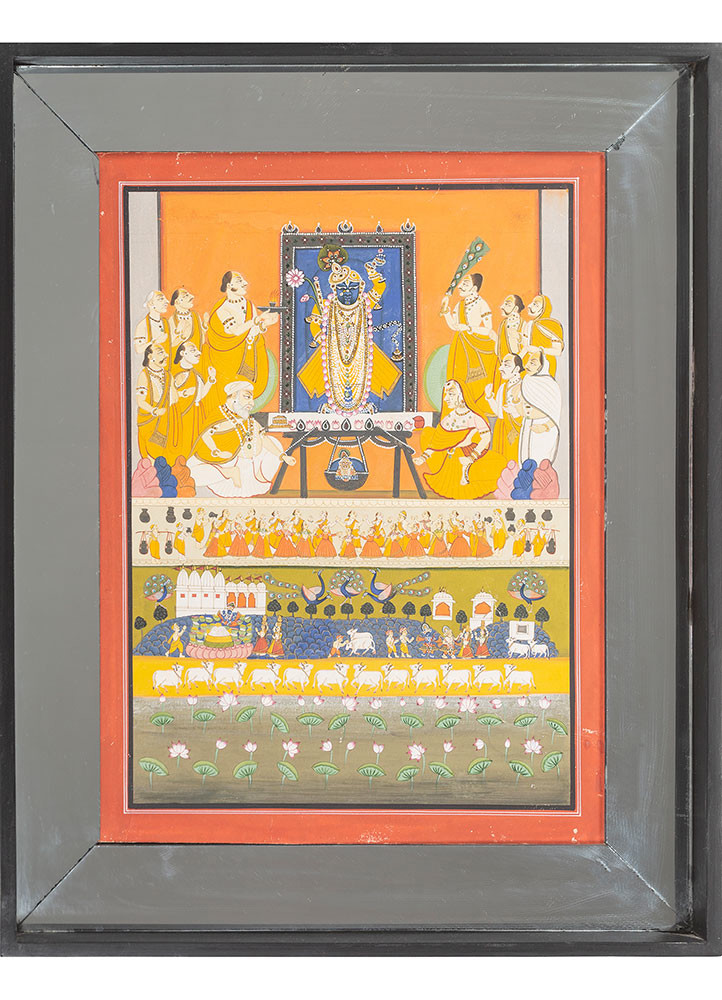 pichwai art red and orange cotton cloth art work WALL ART & TAPESTRY - HeadShot