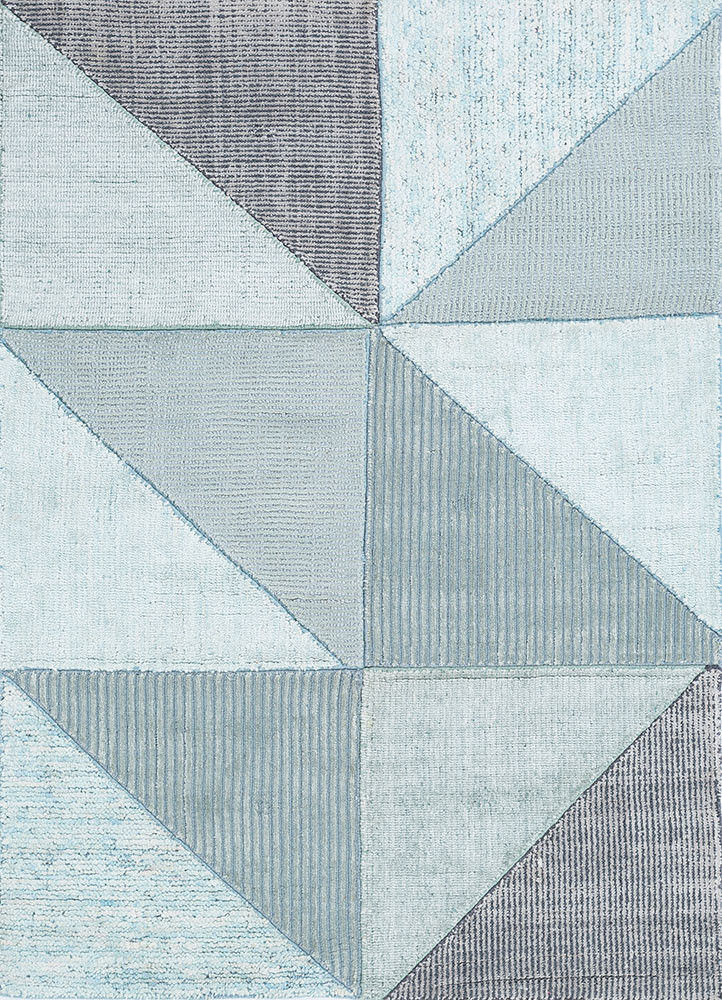 provenance grey and black wool and bamboo silk hand knotted Rug - HeadShot
