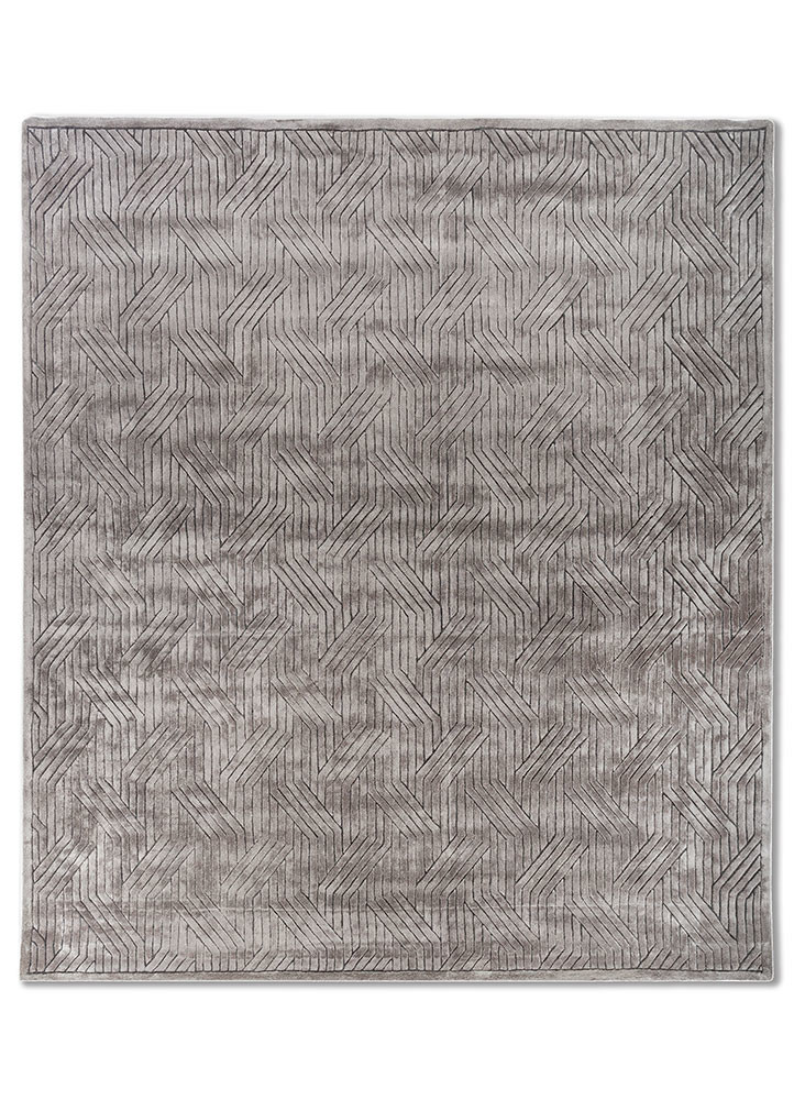 cera beige and brown bamboo silk hand tufted Rug - HeadShot