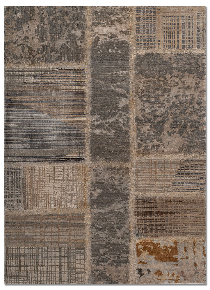 provenance grey and black wool and bamboo silk hand knotted Rug - HeadShot provenance grey and black wool and bamboo silk hand knotted Rug - HeadShot