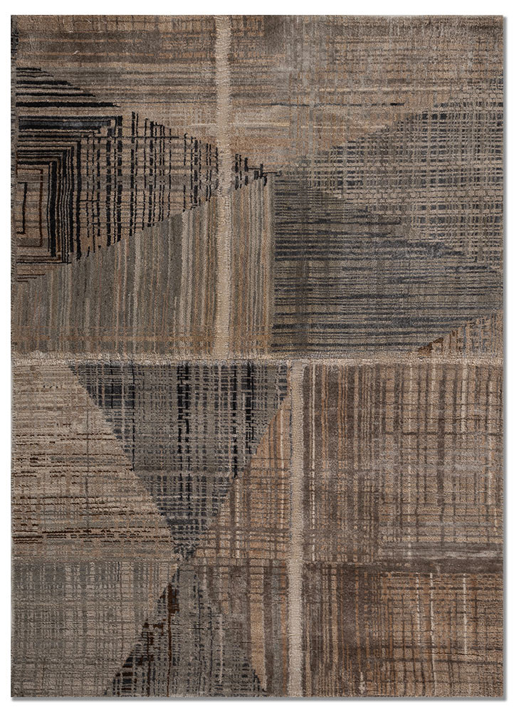provenance blue wool and bamboo silk hand knotted Rug - HeadShot