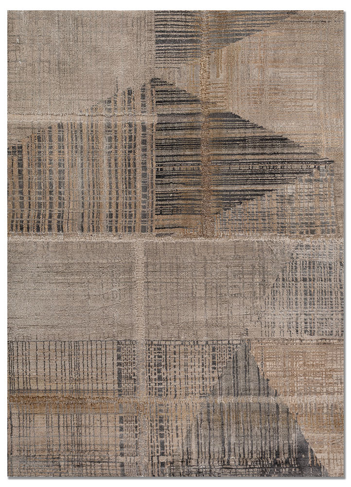 provenance grey and black wool and bamboo silk hand knotted Rug - HeadShot provenance grey and black wool and bamboo silk hand knotted Rug - HeadShot