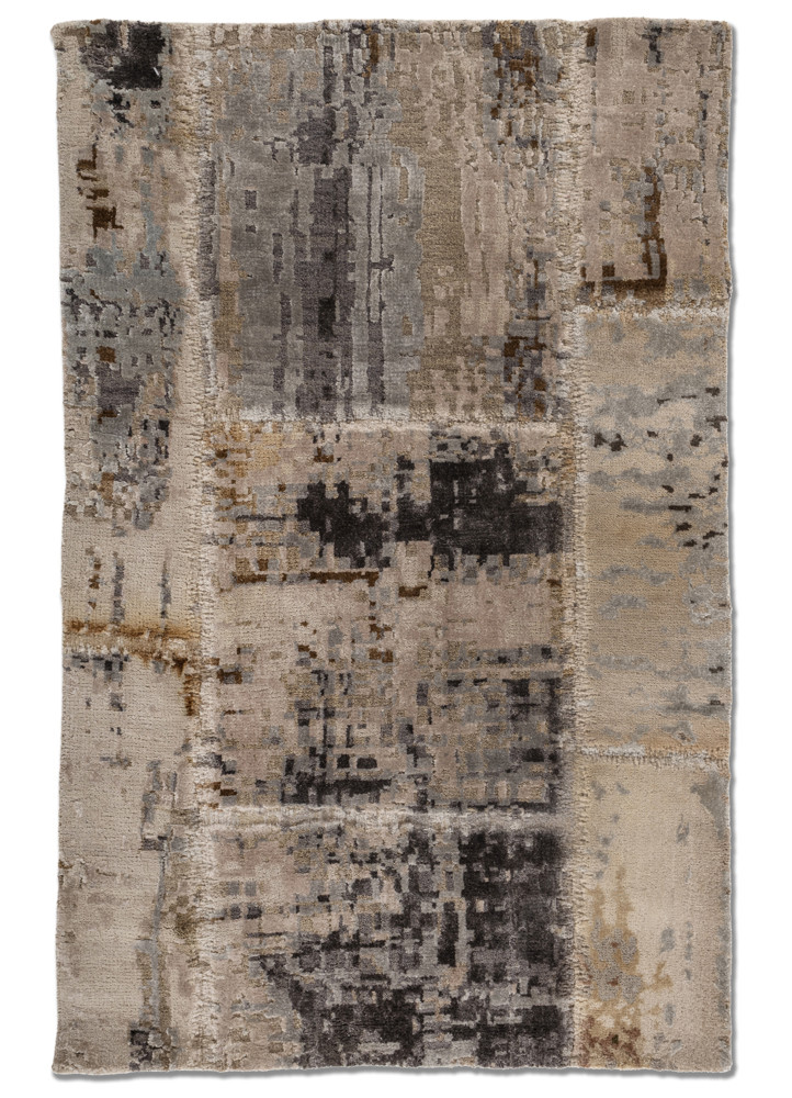 aprezo ivory wool and bamboo silk hand knotted Rug - HeadShot