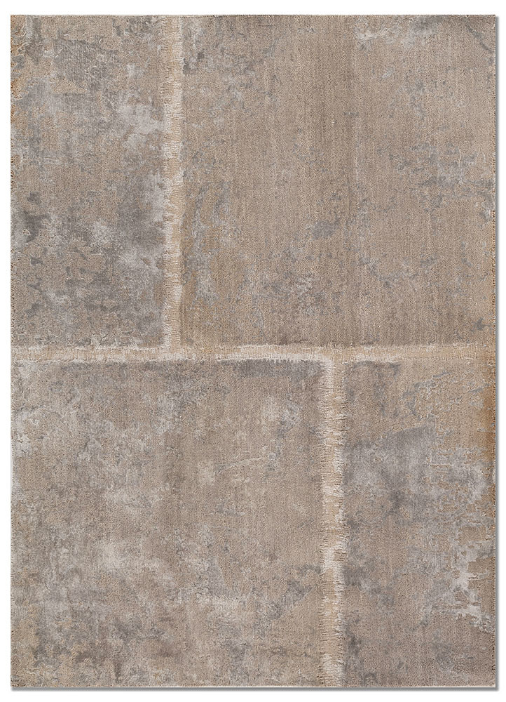 provenance grey and black wool and bamboo silk hand knotted Rug - HeadShot