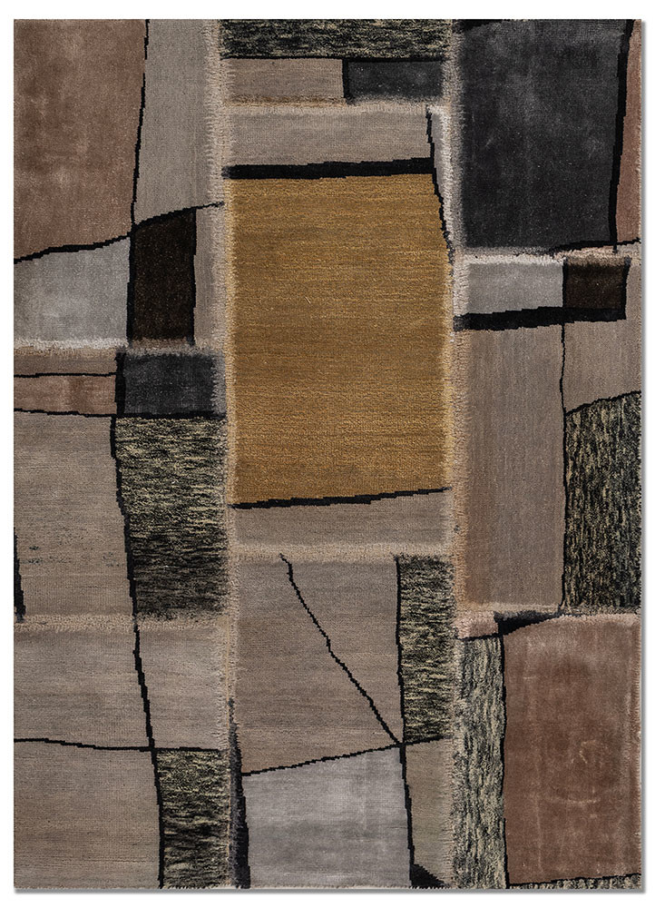 provenance grey and black wool and bamboo silk hand knotted Rug - HeadShot provenance grey and black wool and bamboo silk hand knotted Rug - HeadShot