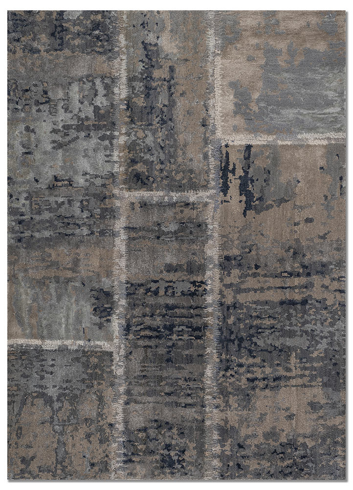 provenance grey and black wool and bamboo silk hand knotted Rug - HeadShot provenance grey and black wool and bamboo silk hand knotted Rug - HeadShot