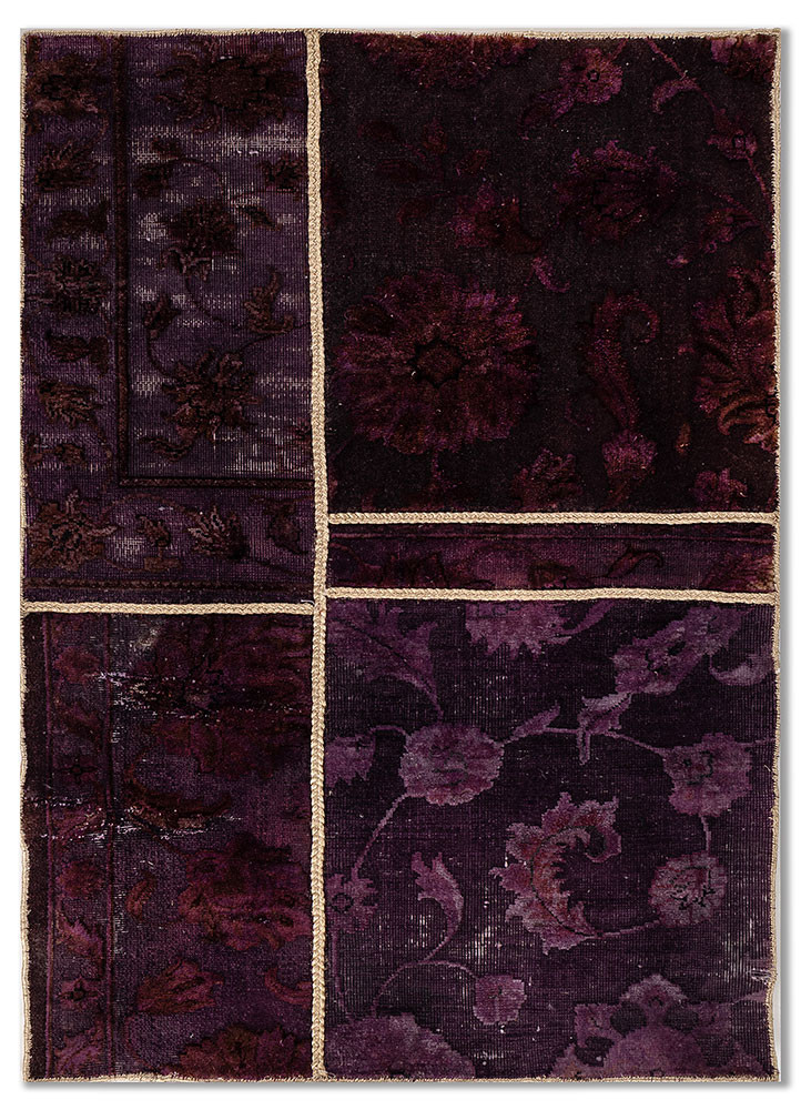 provenance pink and purple wool hand knotted Rug - HeadShot