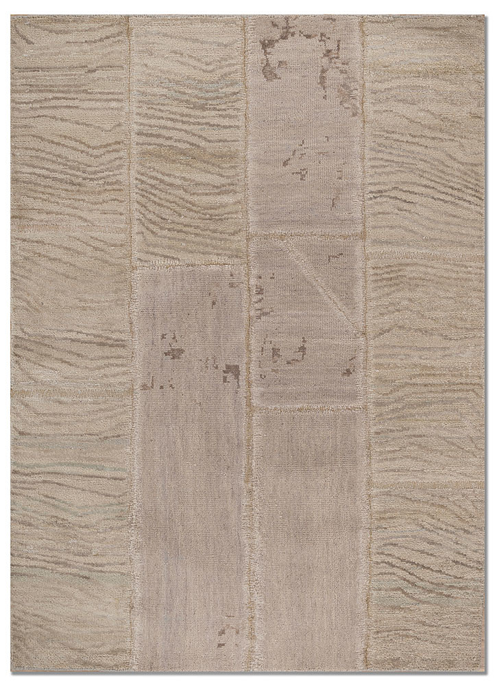 provenance ivory wool and silk hand knotted Rug - HeadShot