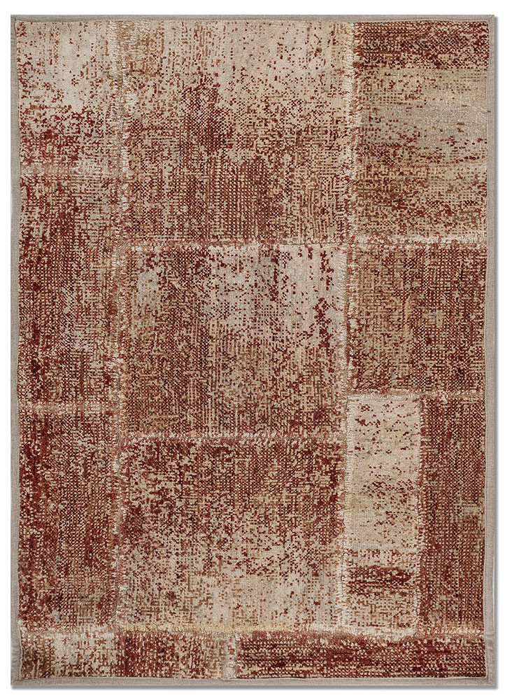 provenance red and orange wool and silk hand knotted Rug - HeadShot provenance red and orange wool and silk hand knotted Rug - HeadShot