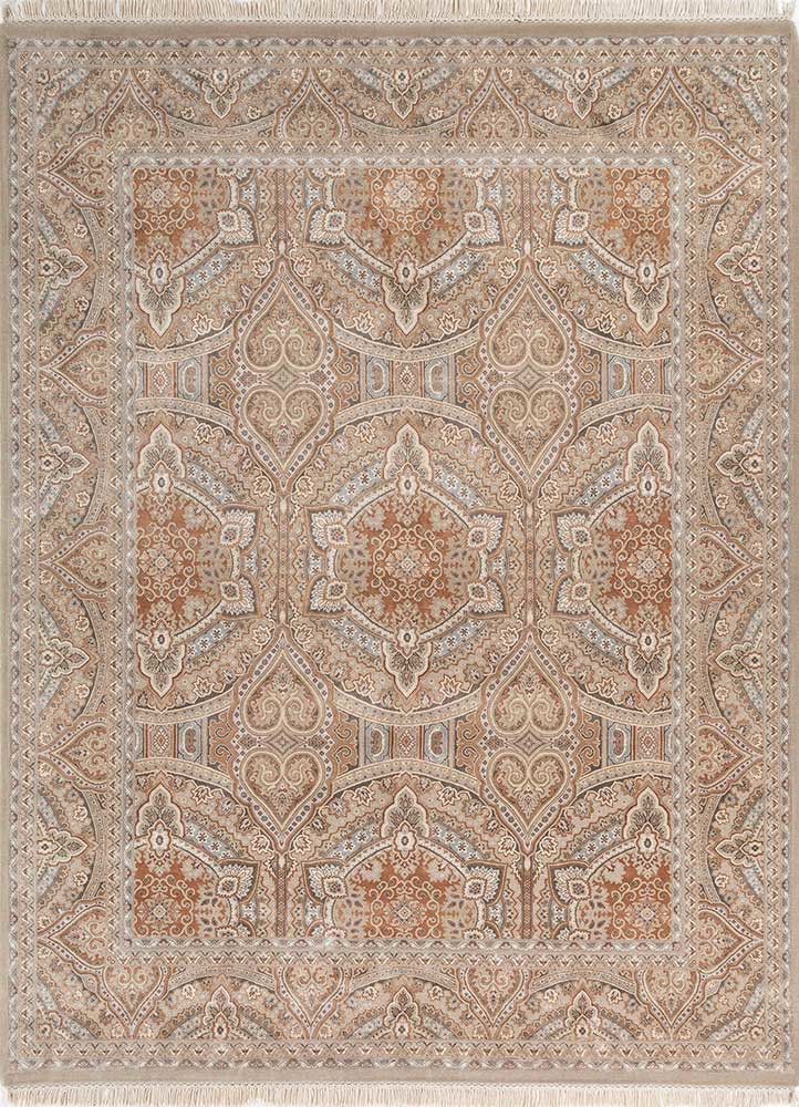 aurora ivory wool and silk hand knotted Rug - HeadShot