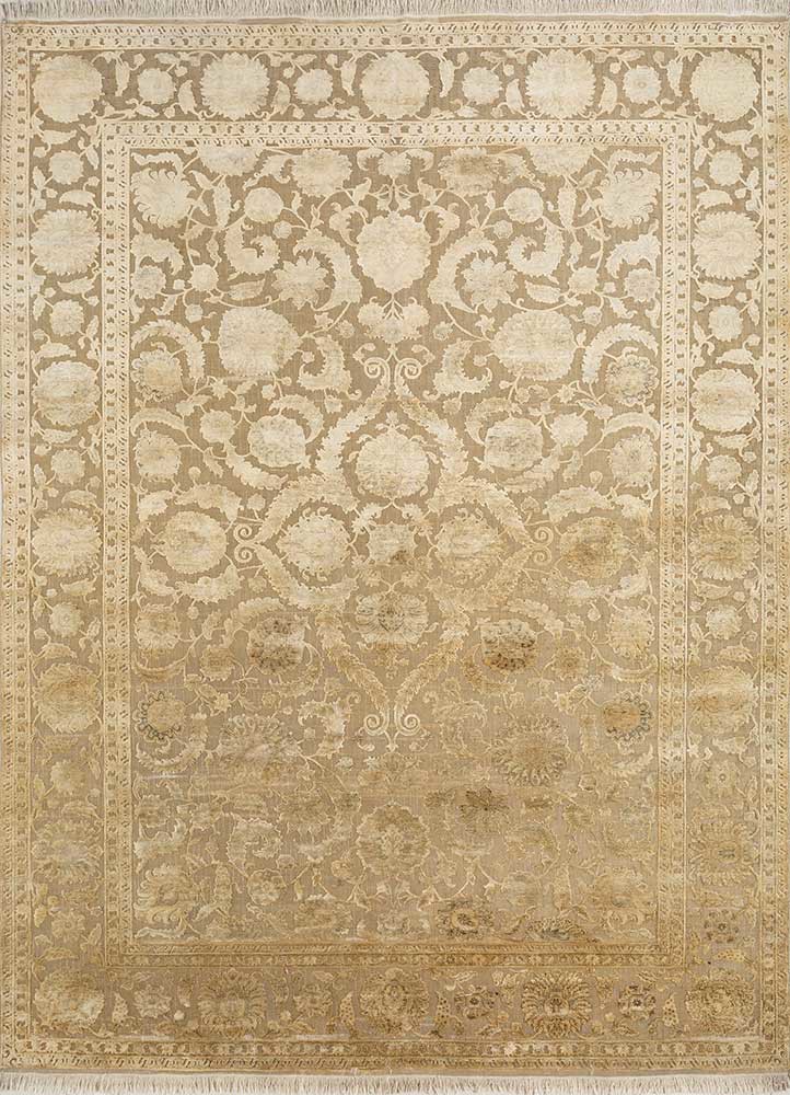 aurora grey and black wool and silk hand knotted Rug - HeadShot
