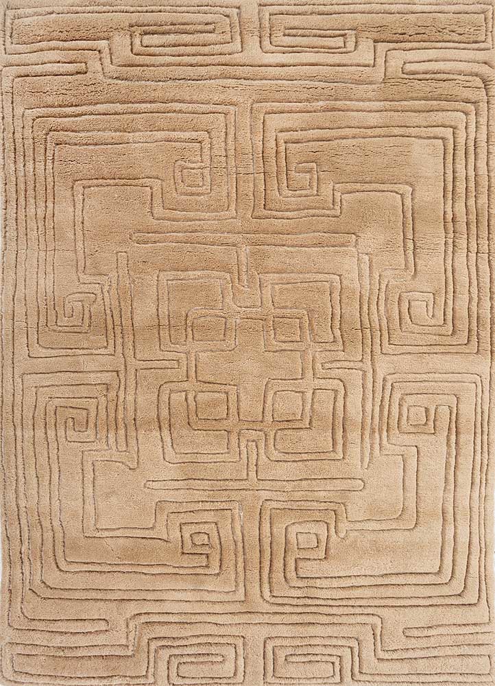 zuri beige and brown wool hand knotted Rug - HeadShot