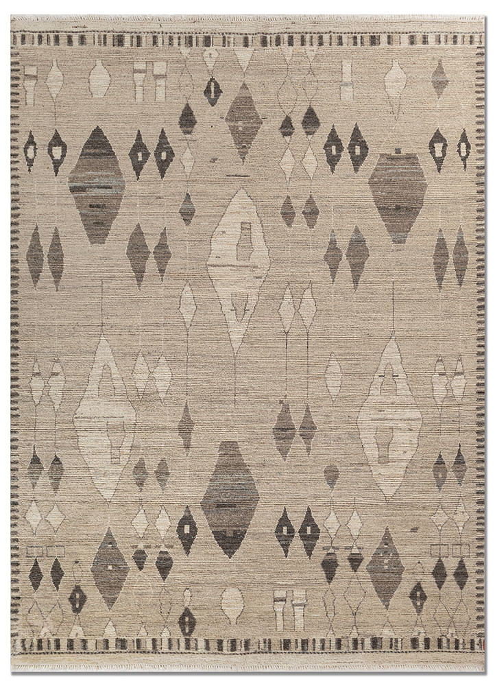 beige and brown beige and brown afghan wool hand knotted Rug