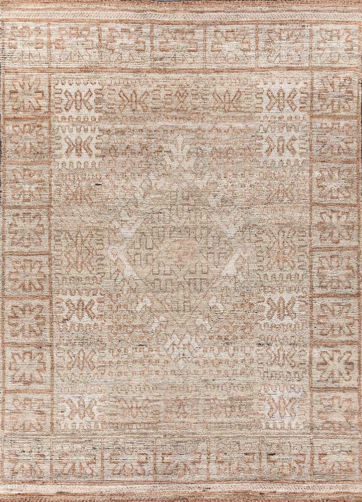 manifest beige and brown afghan wool hand knotted Rug - HeadShot manifest beige and brown afghan wool hand knotted Rug - HeadShot